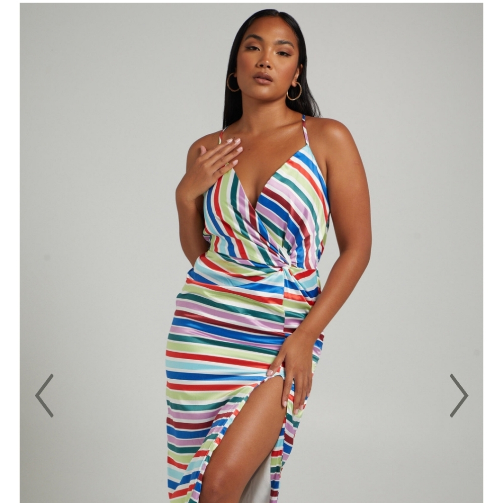 Showpo Multicolor Striped Midi Dress